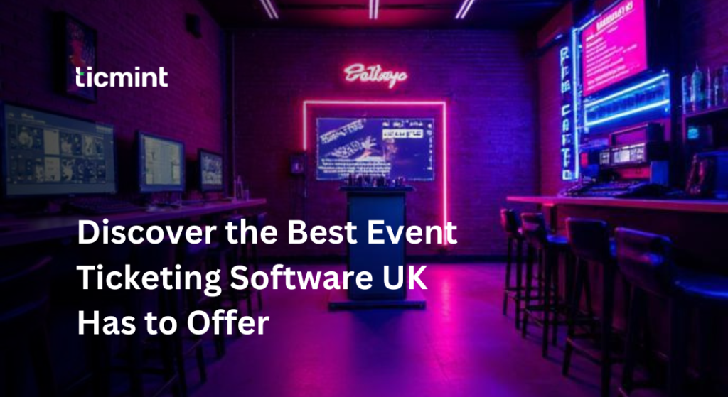 Event ticketing software UK dashboard showing ticket sales, attendee management, and online booking system