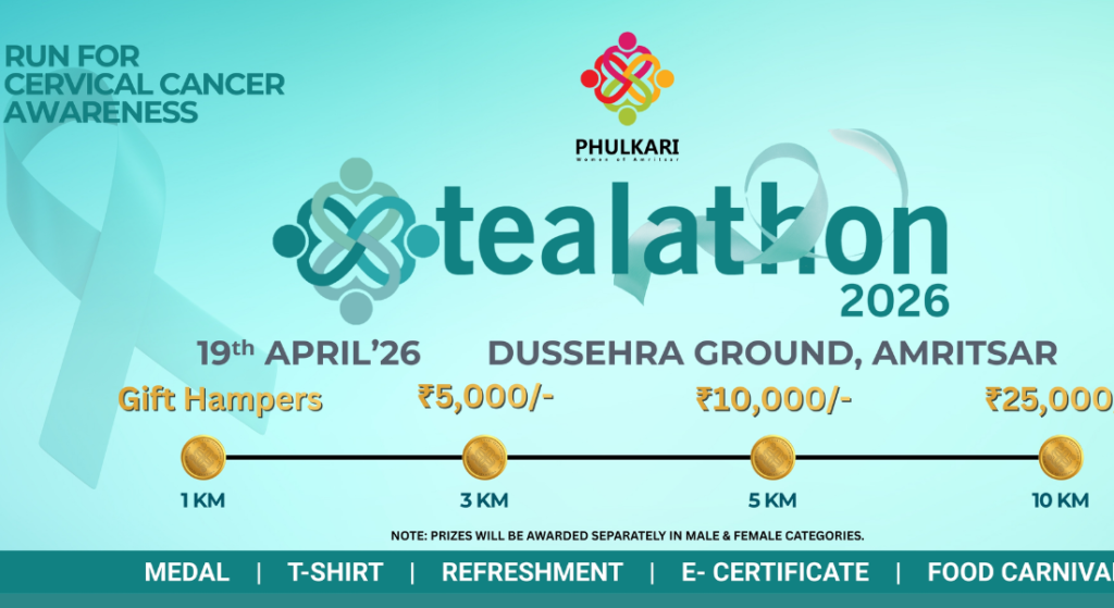 Tealathon Amritsar 2026 runners participating in a cervical cancer awareness marathon event