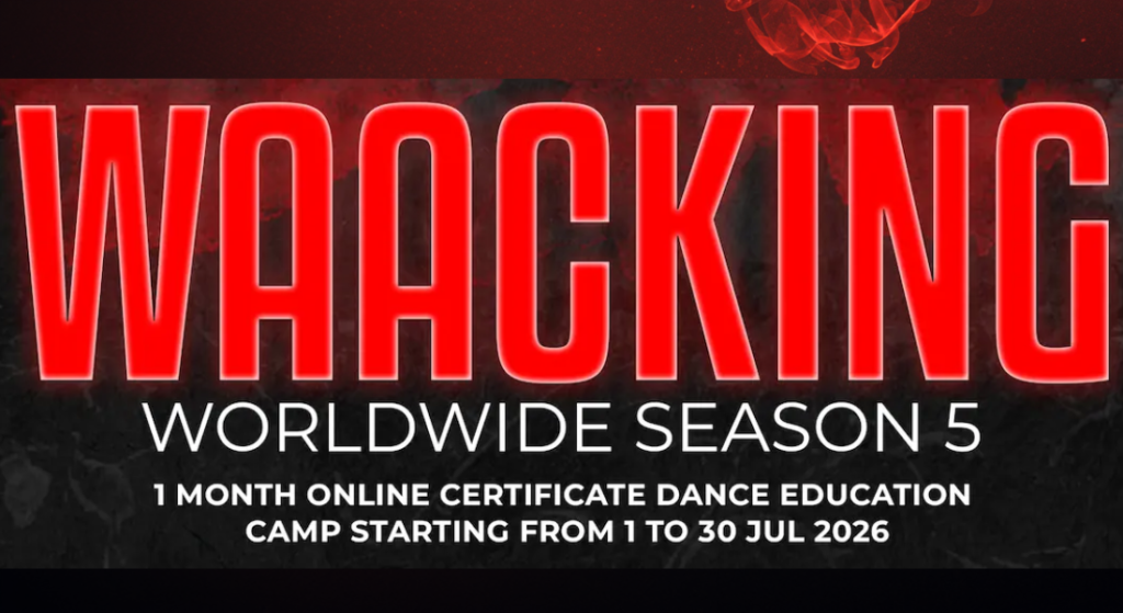 Waacking Worldwide Season 5 online international waacking dance certification course with live Zoom classes, global dance teachers, and professional training sessions.