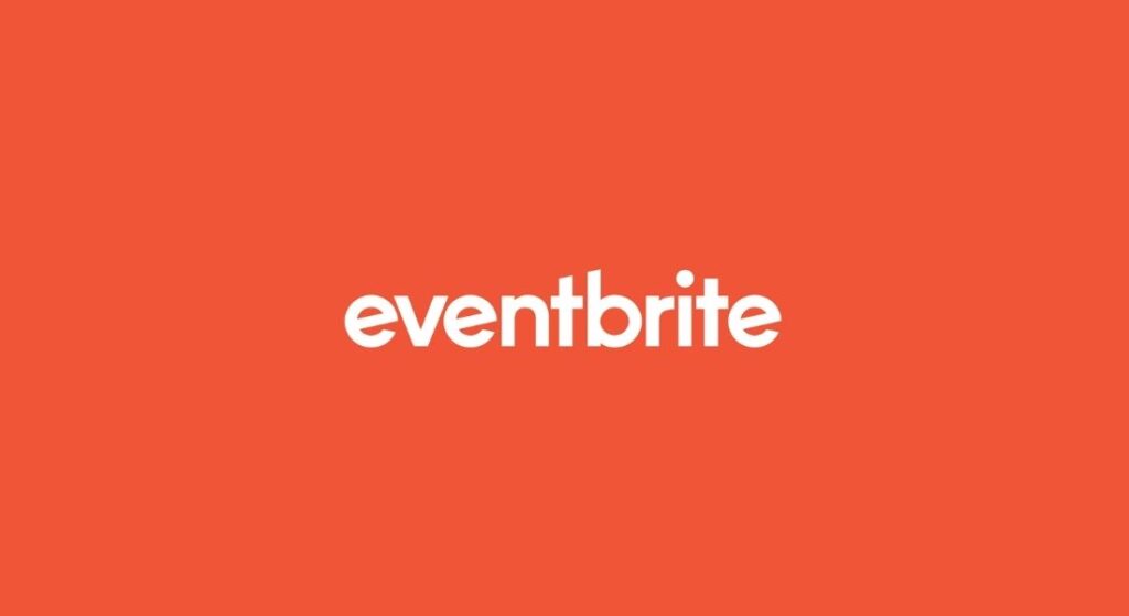 Eventbrite logo in white on an orange background.